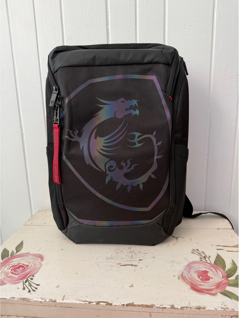 MSI Black Dragon Gamer Laptop Backpack with Red Accents, NEW